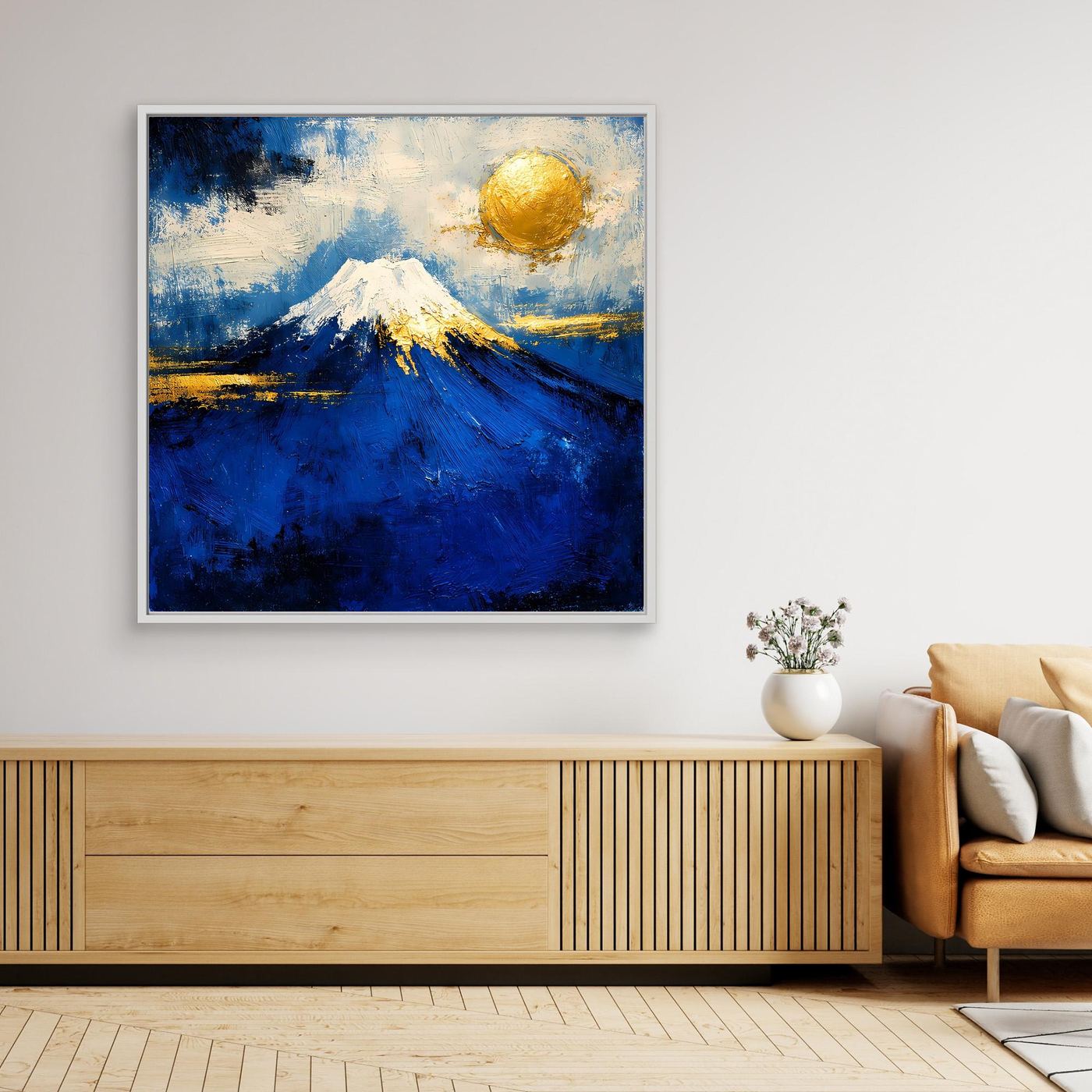 Leinwand Majestätischer Berg Fuji im Sonnenuntergang | Abstraktes Japan Wandbild Moderne Kunst