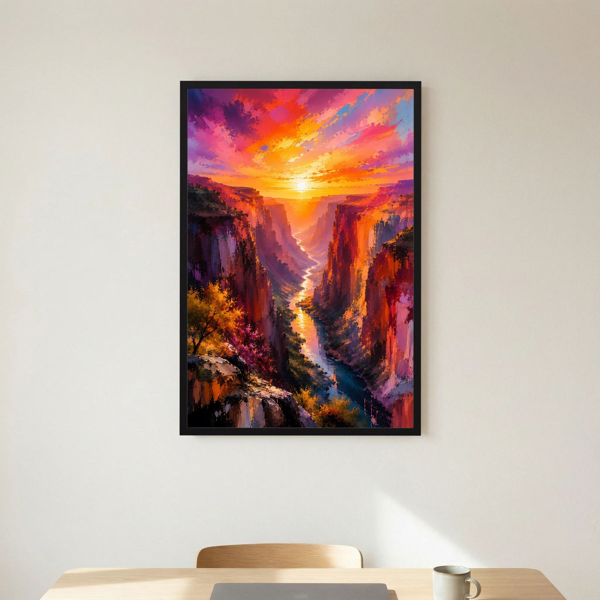 Leuchtender Canyon | Farbenfroher Sonnenuntergang über Schlucht | Poster Hochformat