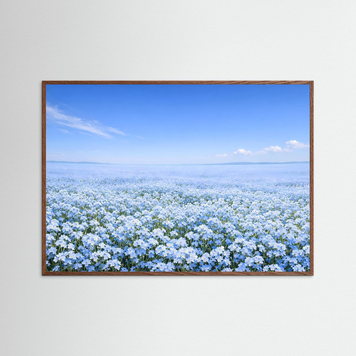 Endloses Vergissmeinnicht Blumenfeld | Blaues Blütenmeer Natur Poster Querformat