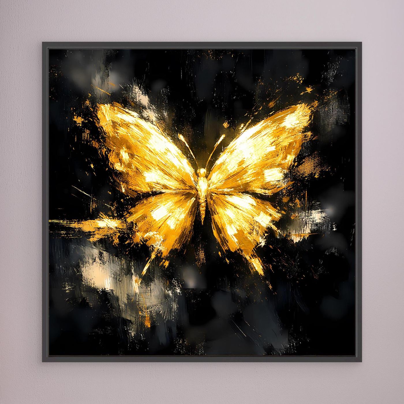 Leinwand Eleganter Goldener Schmetterling | Abstraktes Luxus Wandbild