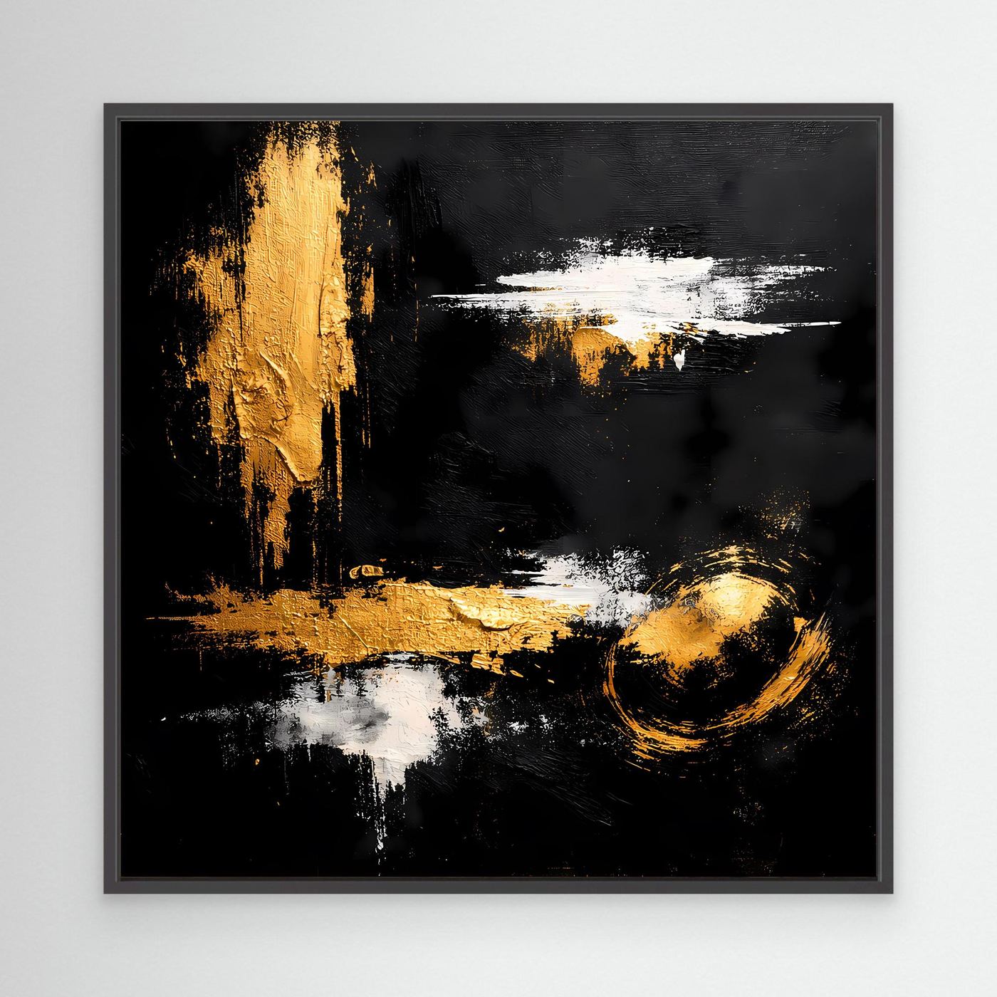 Leinwand Abstraktes Meisterwerk in Gold und Weiß | Modernes Galerie Wandbild