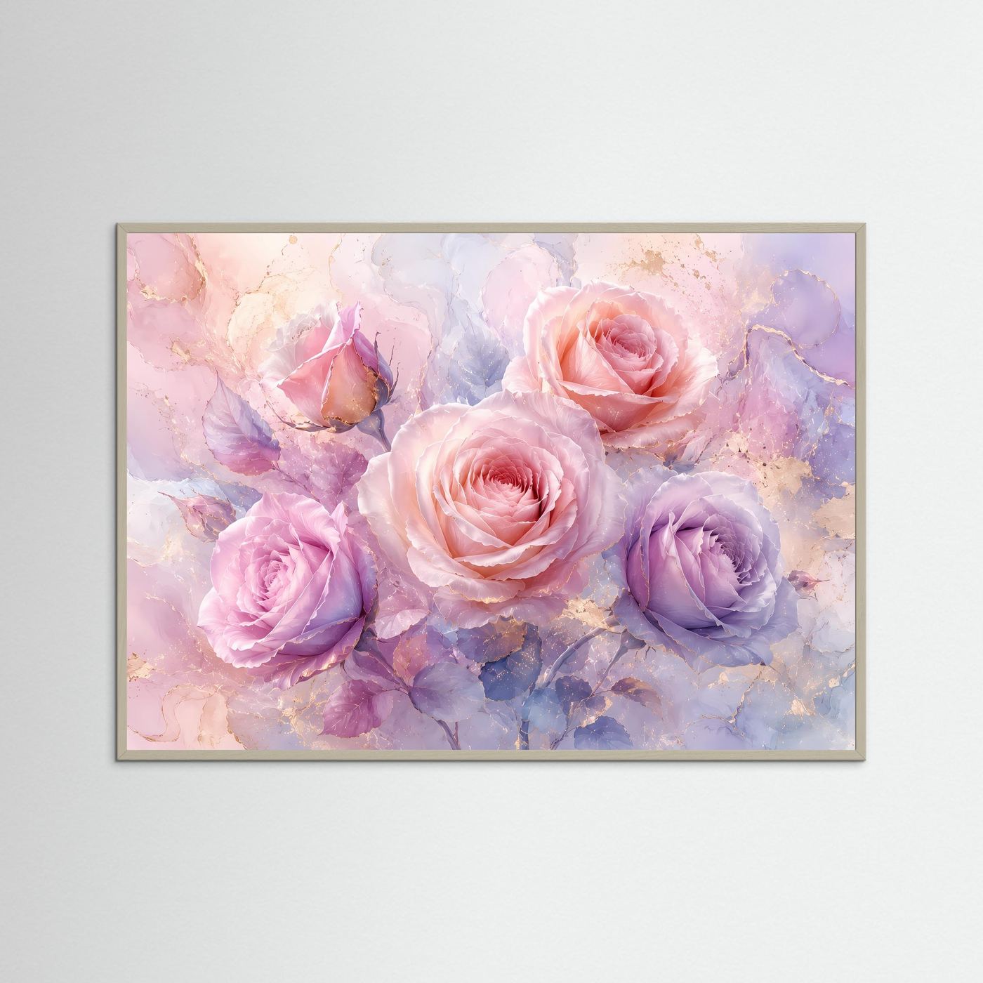 Rosen Poster Pastell | Zarte Rosenblüten in Rosa & Flieder | Florale Wandkunst | Modernes Blumenbild | Leinwand | Premium Wall Art