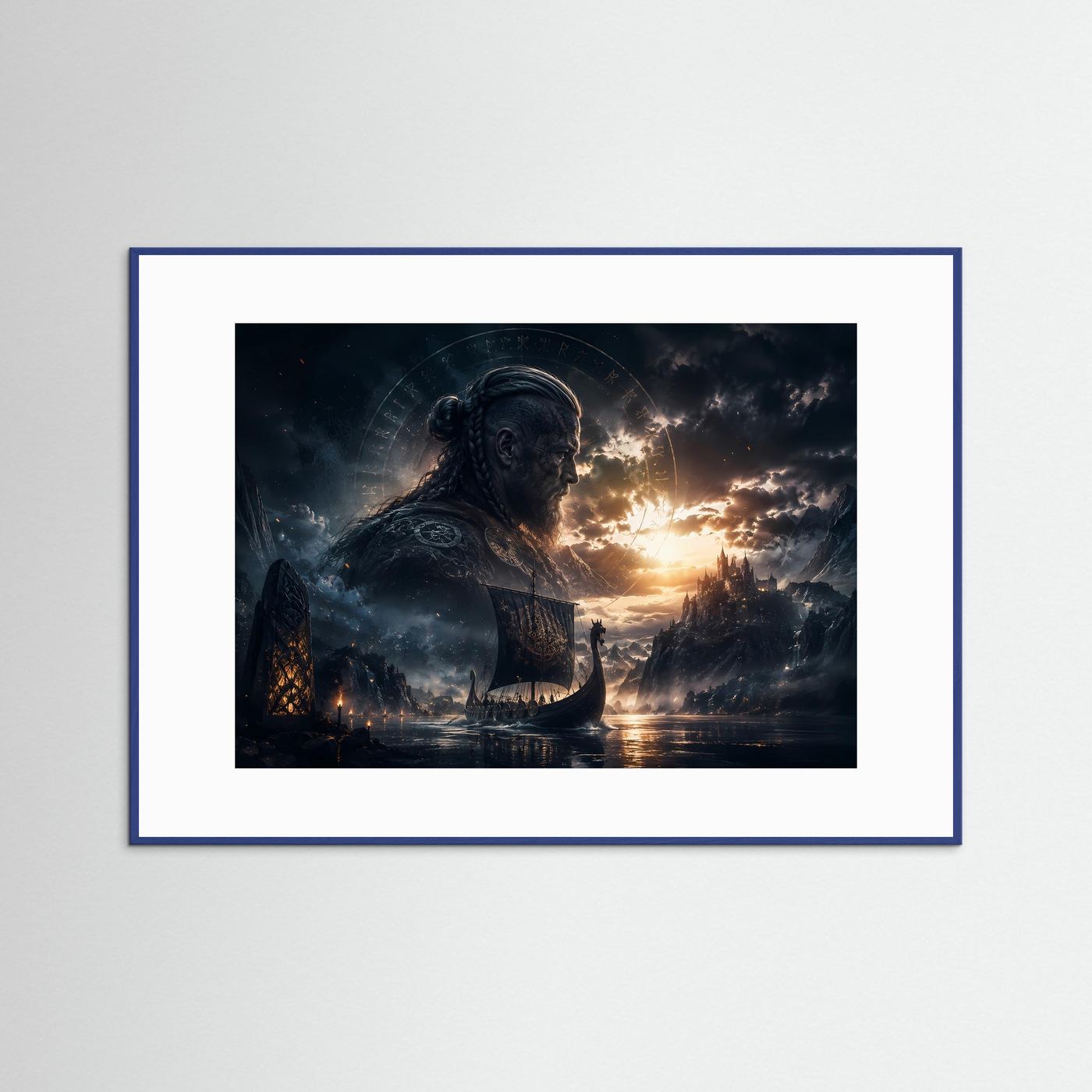 Wikinger Poster Querformat | Nordische Mythologie Wandbild | Epische Viking Fantasy Landschaft