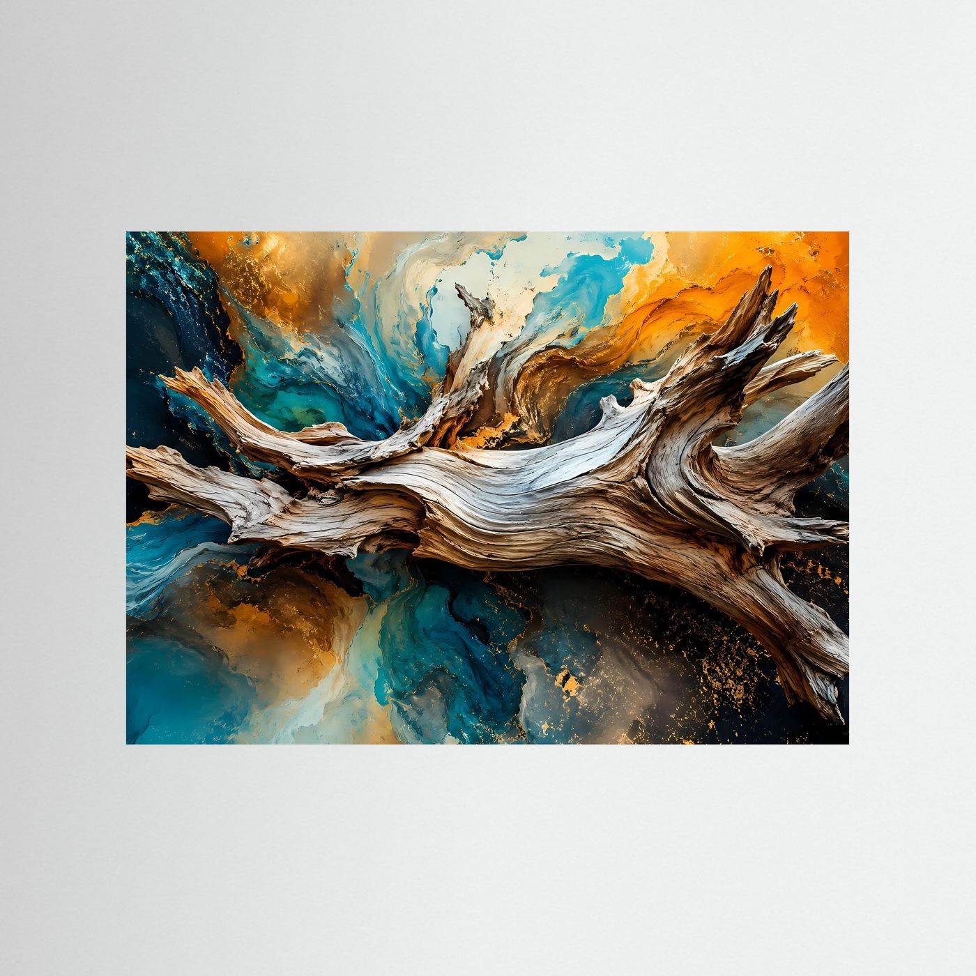 Urkräfte der Natur | Abstraktes Treibholz & Ozean Poster im Querformat
