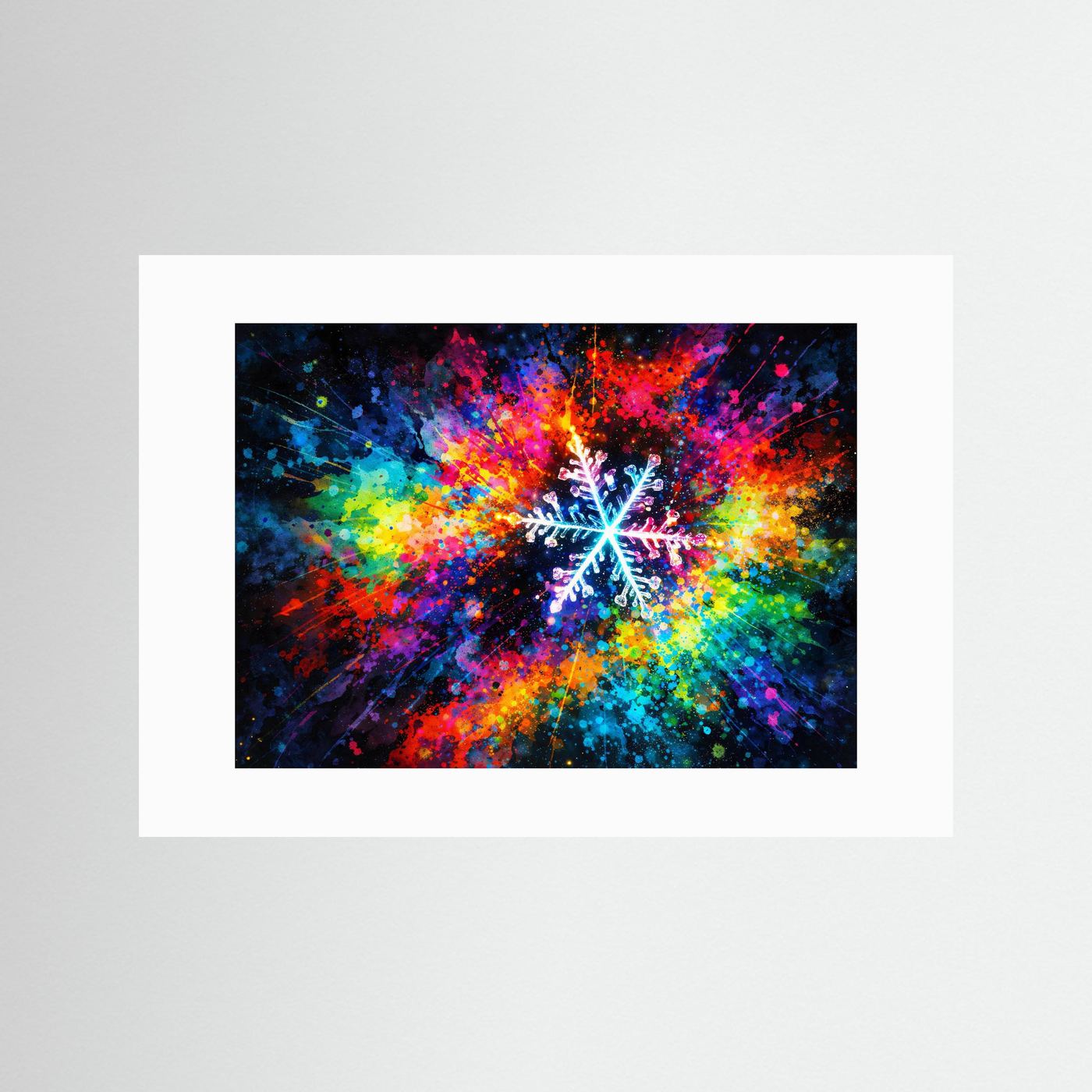 Farbenfrohe Schneeflocke Expressionismus | Bunt & Abstrakt Winter Kunst Poster Querformat
