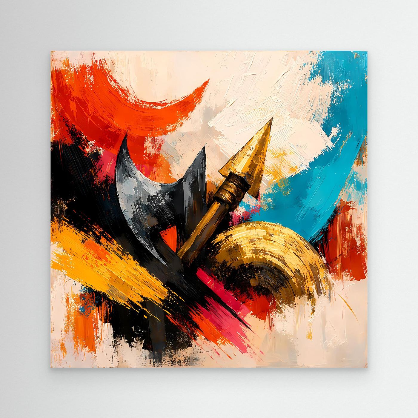 Premium Leinwand Abstrakte Wikinger Waffen | Modernes Kunst Poster Historische Wanddeko