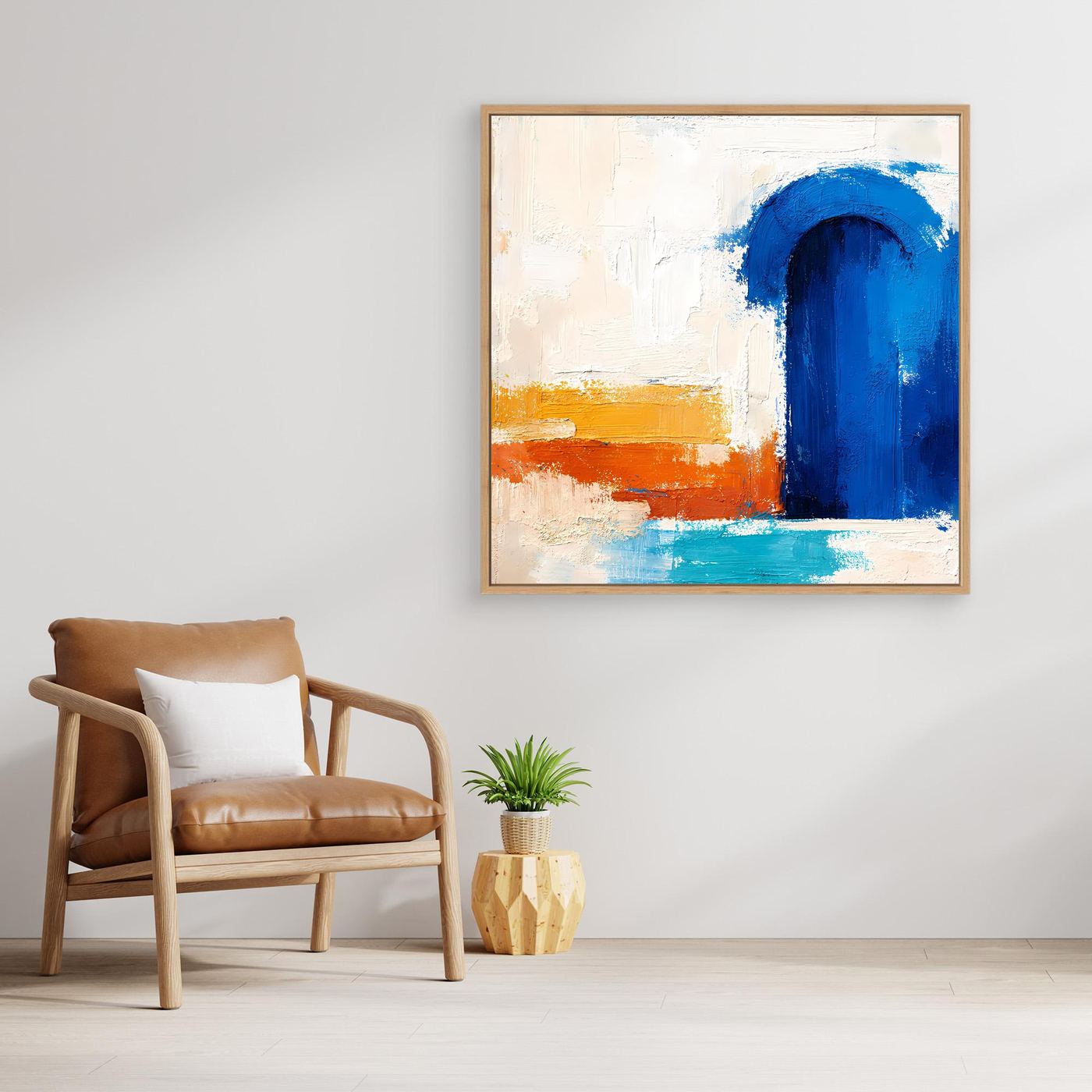 Leinwand Blauer Marokkanischer Torbogen | Abstraktes Orientalisches Wandbild