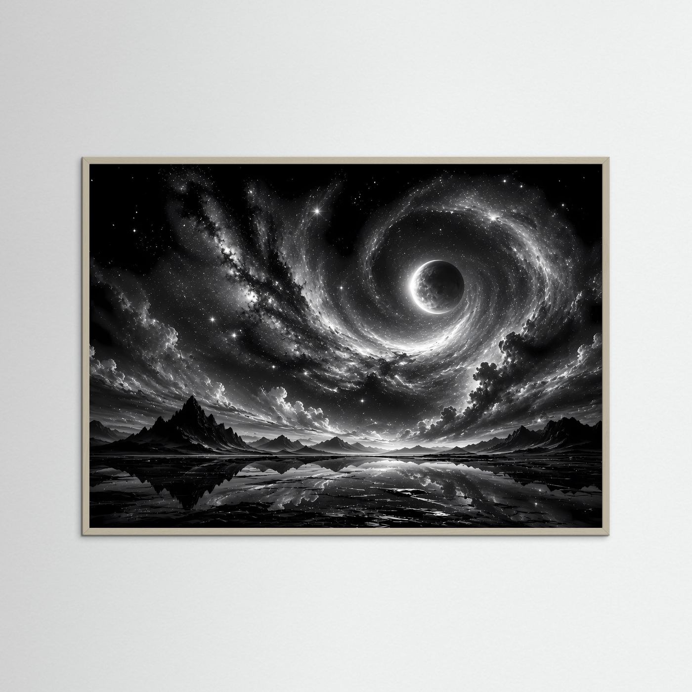 Schwarz Weiß Weltall Poster | Kosmisches Universum Wandbild | Abstrakte Galaxie Modern | Monochrome Wandkunst
