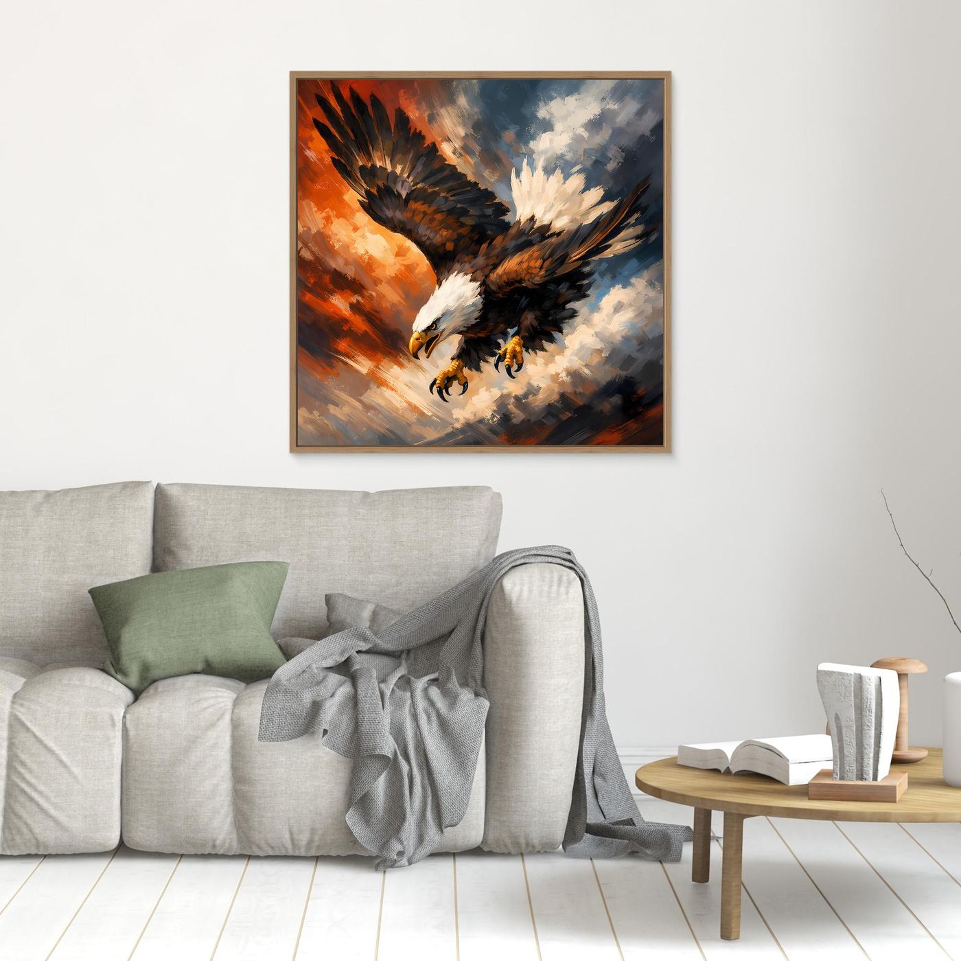 Leinwand Abstraktes Adler Gemälde | Modernes Kraftvolles Wandbild Fliegender Seeadler