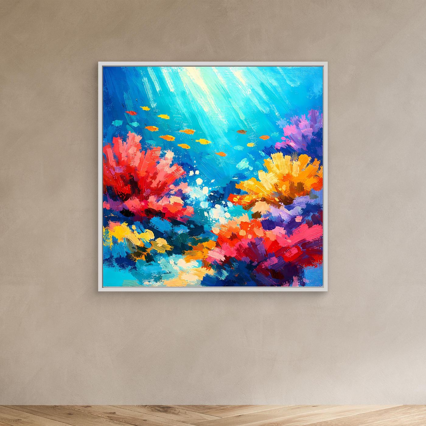 Leinwand Abstraktes Korallenriff Unterwasser | Modernes Ozean Wandbild Bunt