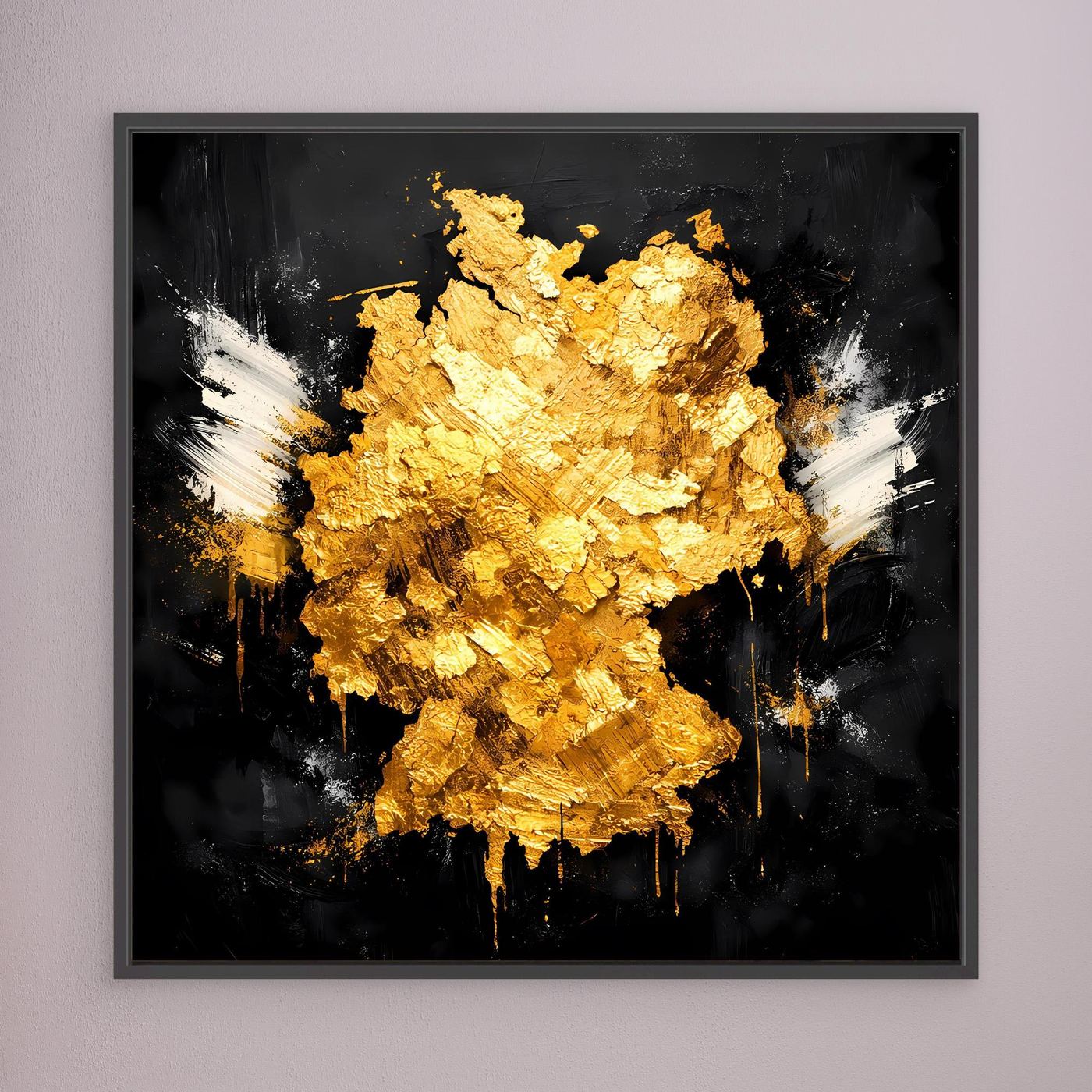 Leinwand Elegante Deutschlandkarte in Gold & Schwarz | Modernes Abstraktes Wandbild