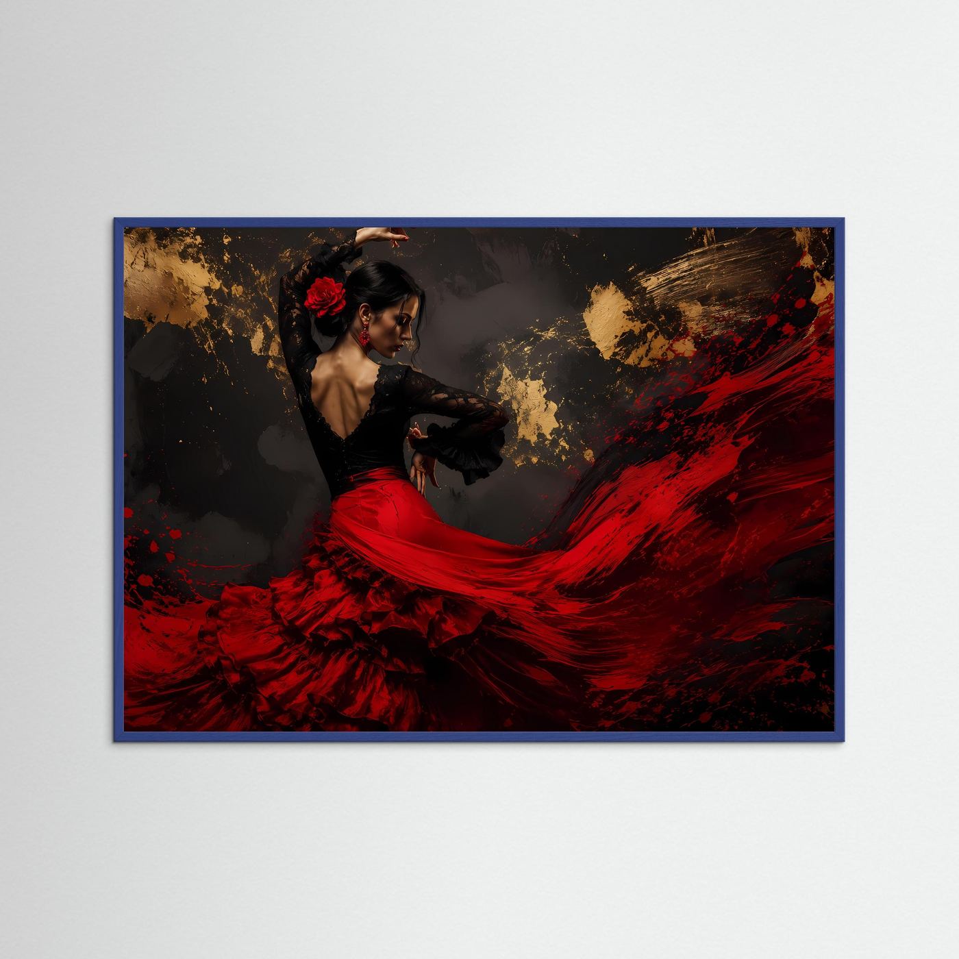 Leidenschaftliche Flamenco-Tänzerin | Spanischer Tanz & Rot-Gold Poster