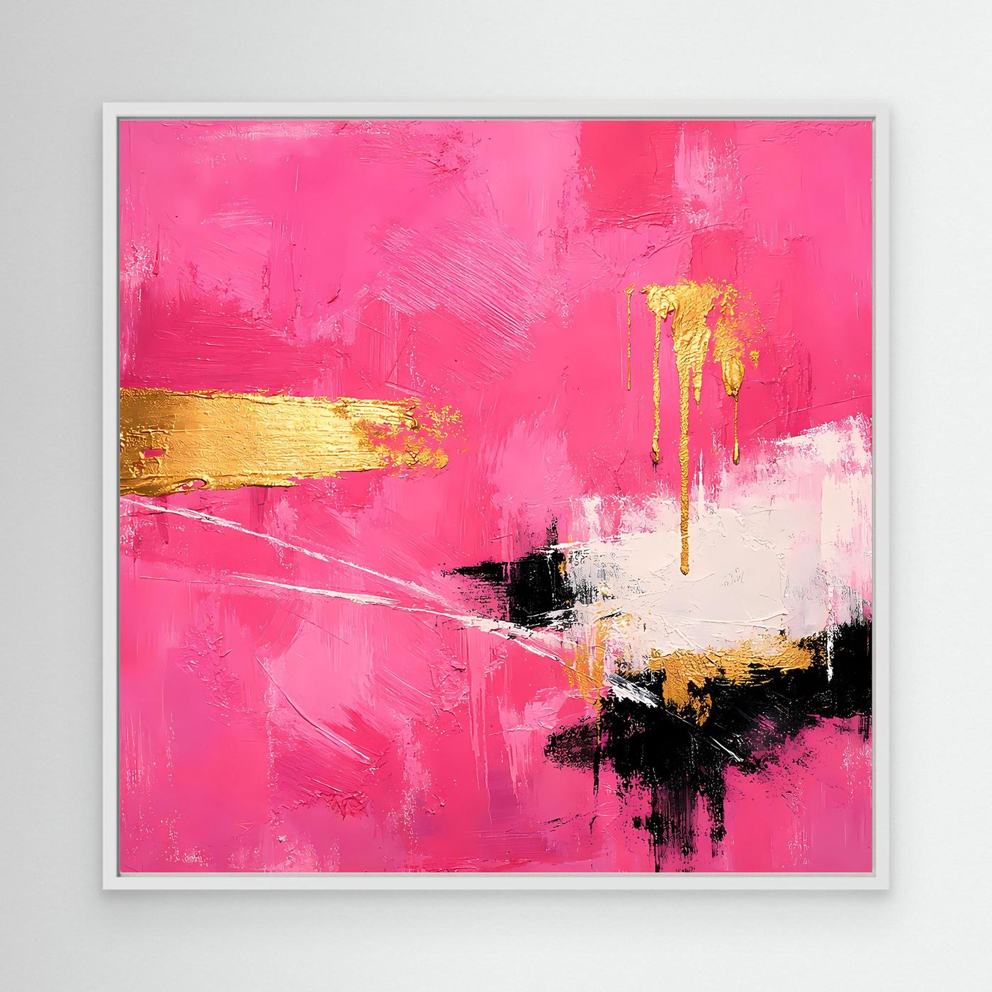 Leinwand Abstraktes Farbenspiel in Pink und Gold | Modernes Expressionistisches Wandbild