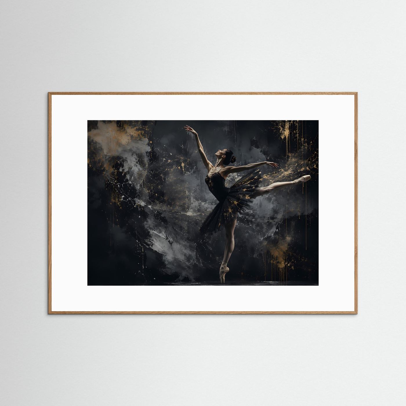 Elegante Ballerina in Schwarz & Gold | Moderne Tanzkunst Poster