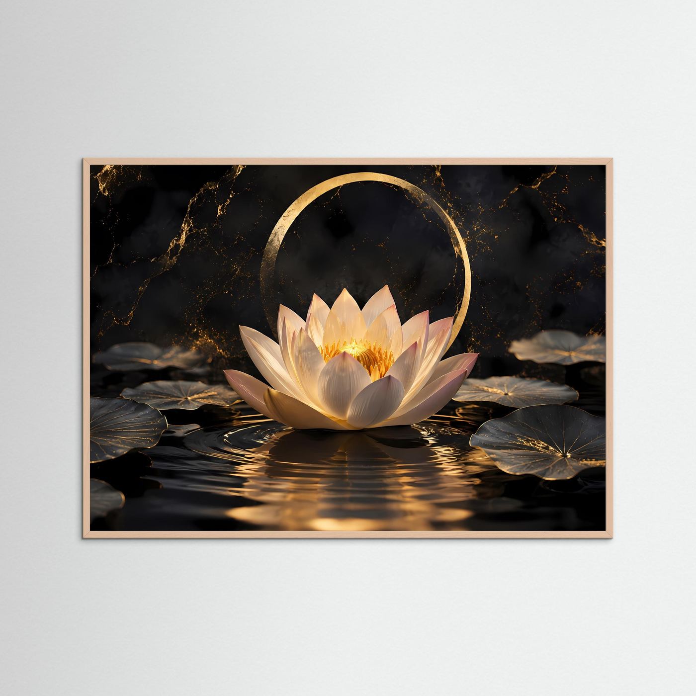 Gelebte Harmonie & Eleganz | Spirituelles Lotusblüten Poster mit Goldeffekten