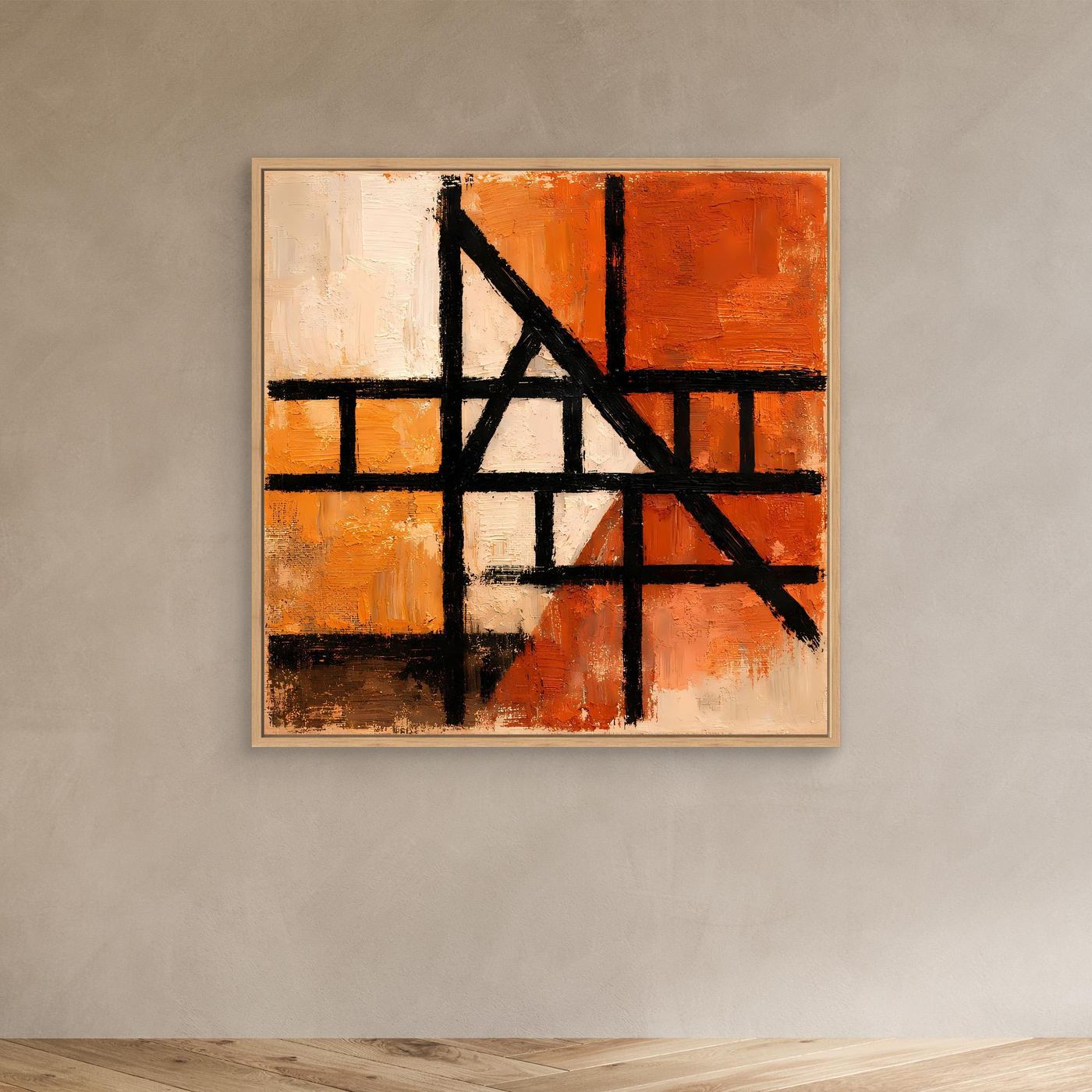 Leinwand Geometrische Linien auf Terrakotta | Abstraktes Modernes Wandbild