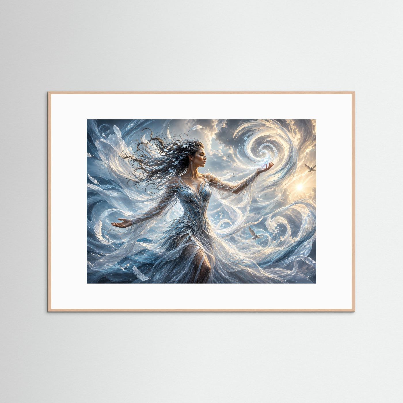 Element Luft Poster | Himmlische Göttin Wandbild | Fantasy Fine Art | Magische Windkunst | Elegante Moderne Leinwand