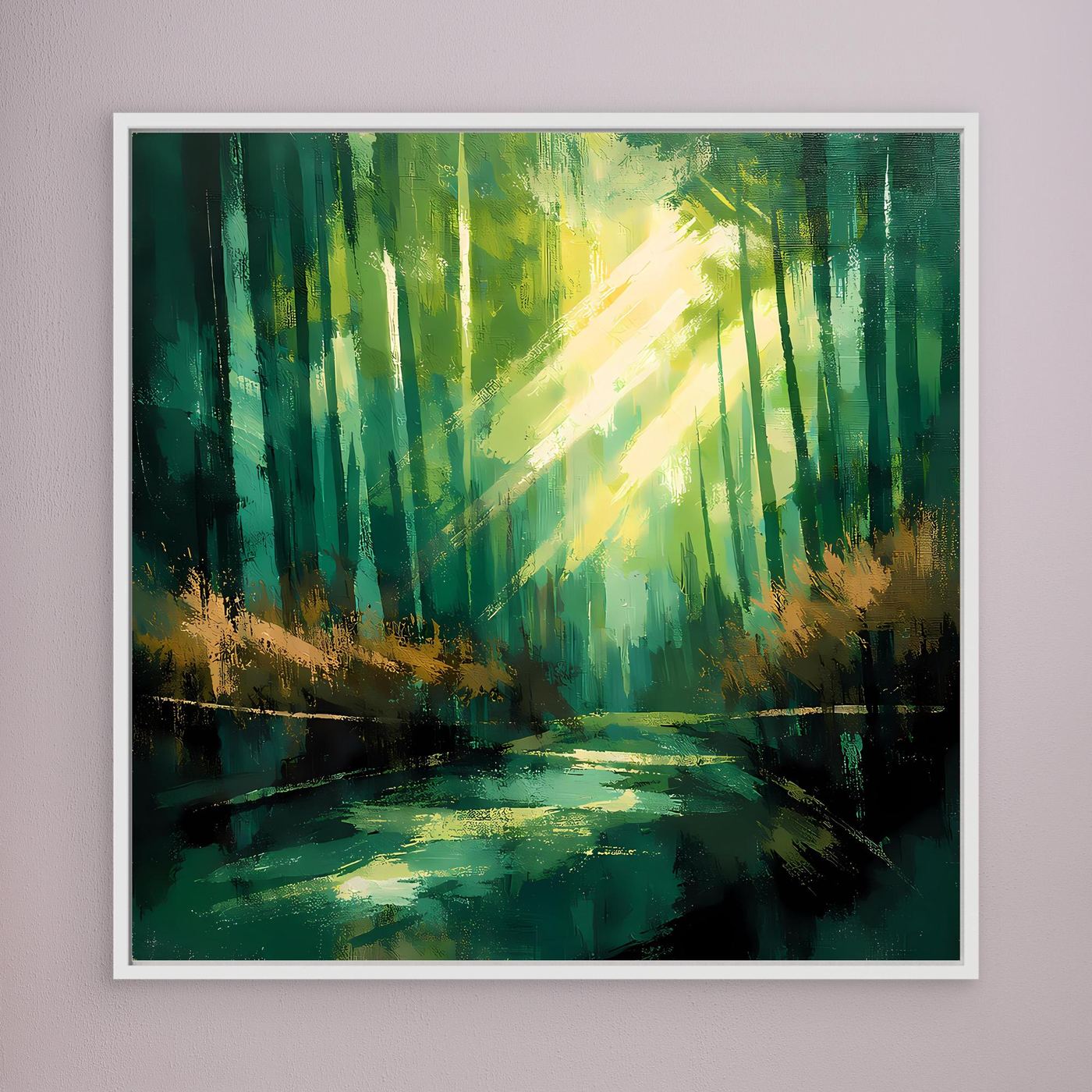 Leinwand Lichtdurchfluteter Zauberwald | Abstraktes Natur Wandbild