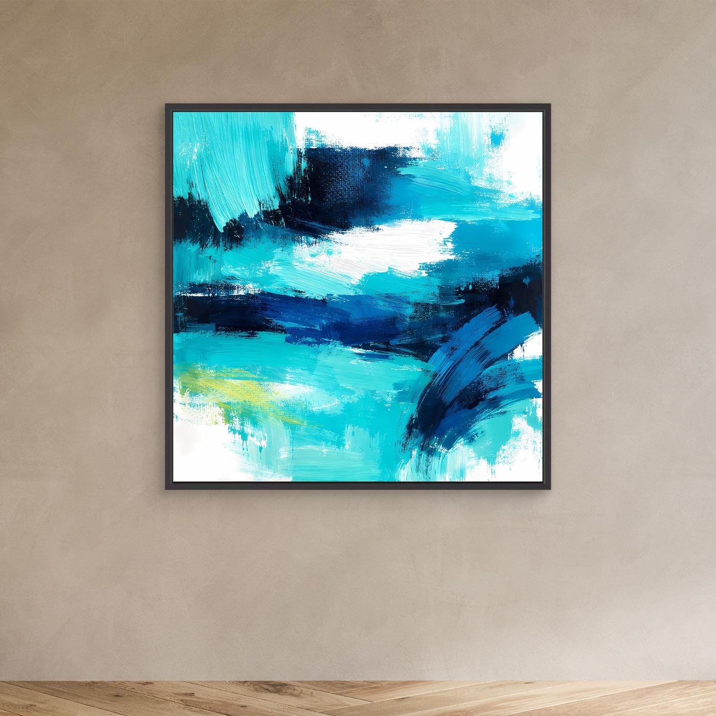 Premium Leinwand Modernes Abstraktes Wandbild Ocean Blue | Maritimes Kunstwerk im Impasto-Stil