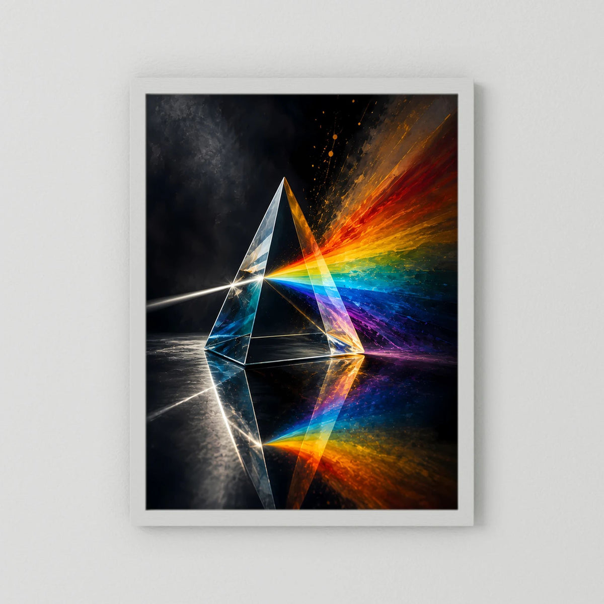 Poster mit prismatischem Regenbogenmotiv und weißem Passepartout