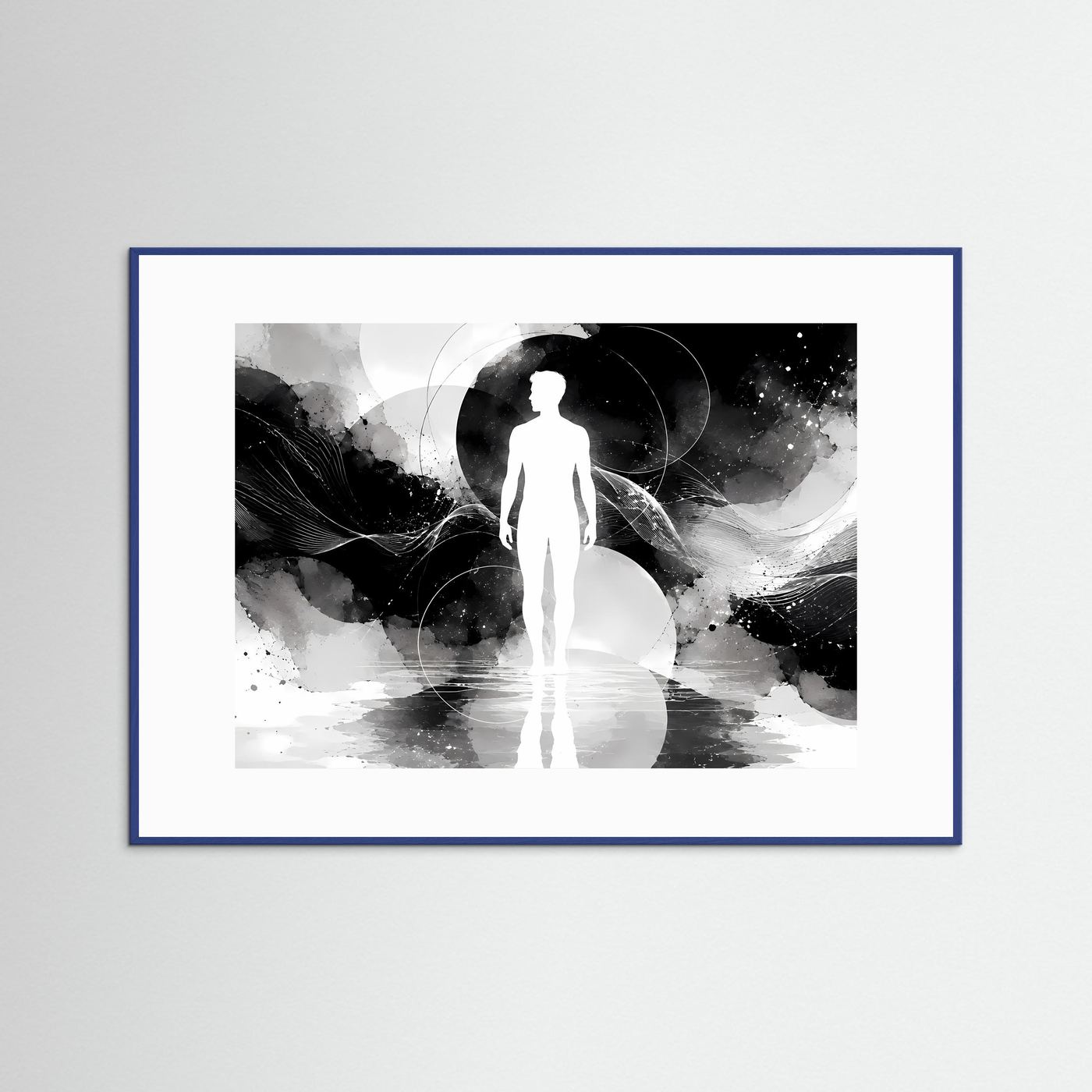Abstrakte Mensch Silhouette Schwarz Weiß Poster | Minimalistische Line Art | Moderne Wandkunst | Spirituelles Design | Zeitgenössische Leinwand