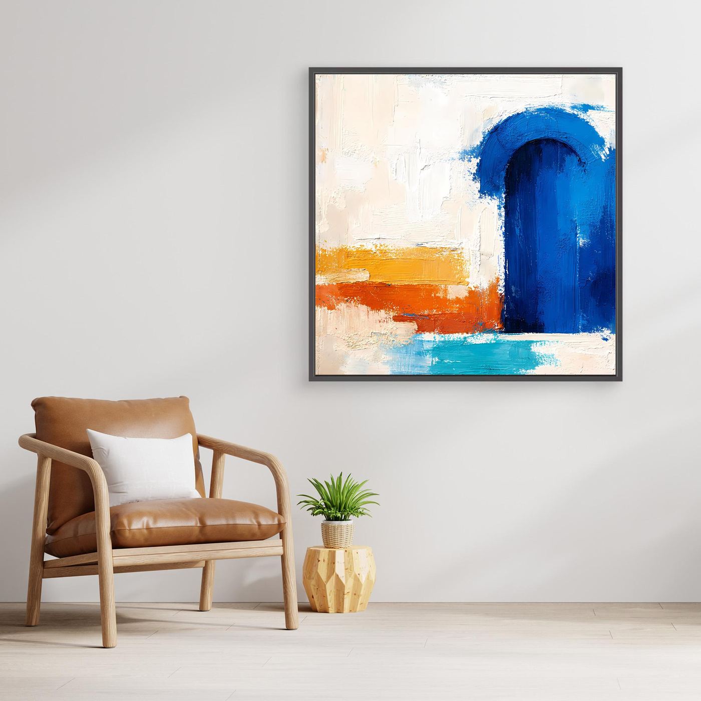 Leinwand Blauer Marokkanischer Torbogen | Abstraktes Orientalisches Wandbild