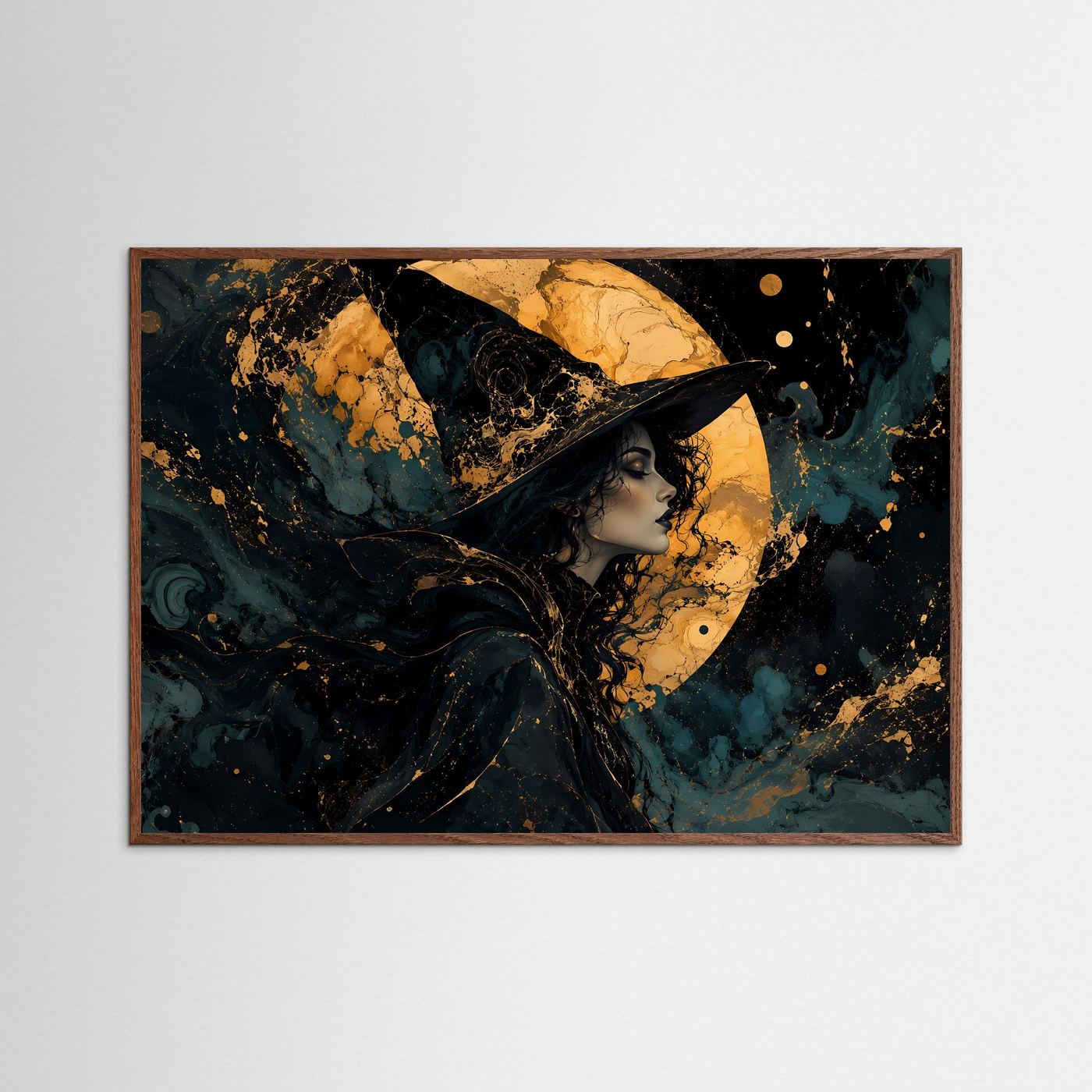 Mystische Hexe im Mondschein | Modernes Fantasy & Magie Poster im Hochformat