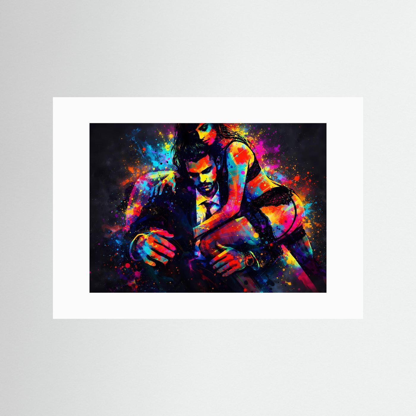 Abstrakte Duo‑Farbszene | Buntes Kunstposter Querformat