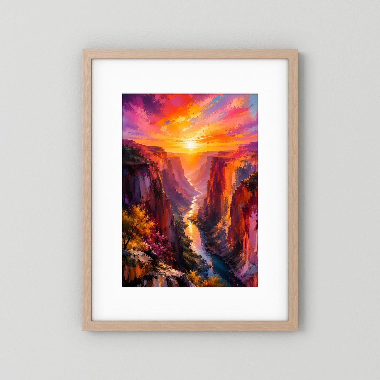 Leuchtender Canyon | Farbenfroher Sonnenuntergang über Schlucht | Poster Hochformat