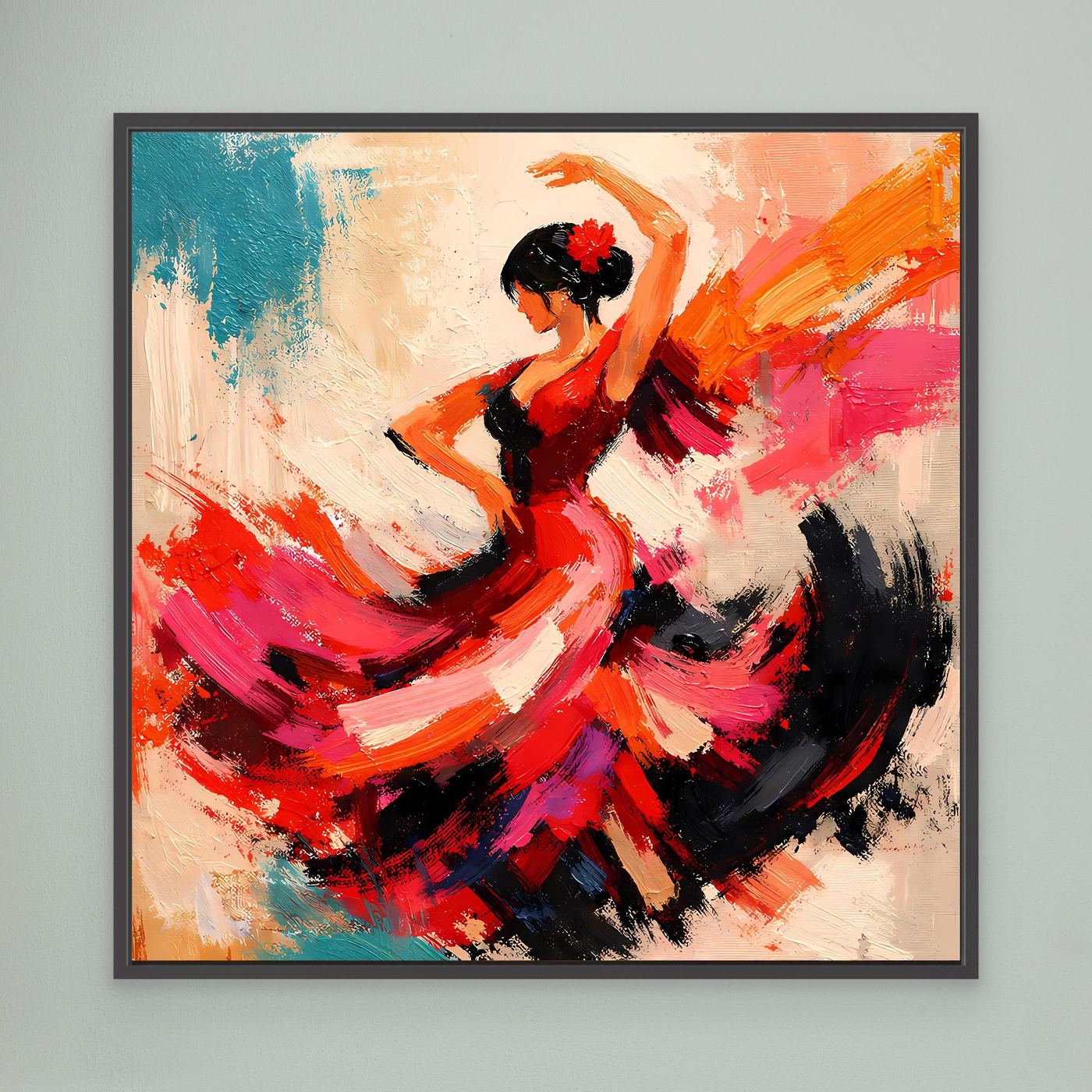 Premium Leinwand Flamenco Tänzerin Abstrakt | Modernes Kunst Poster Spanische Wanddeko