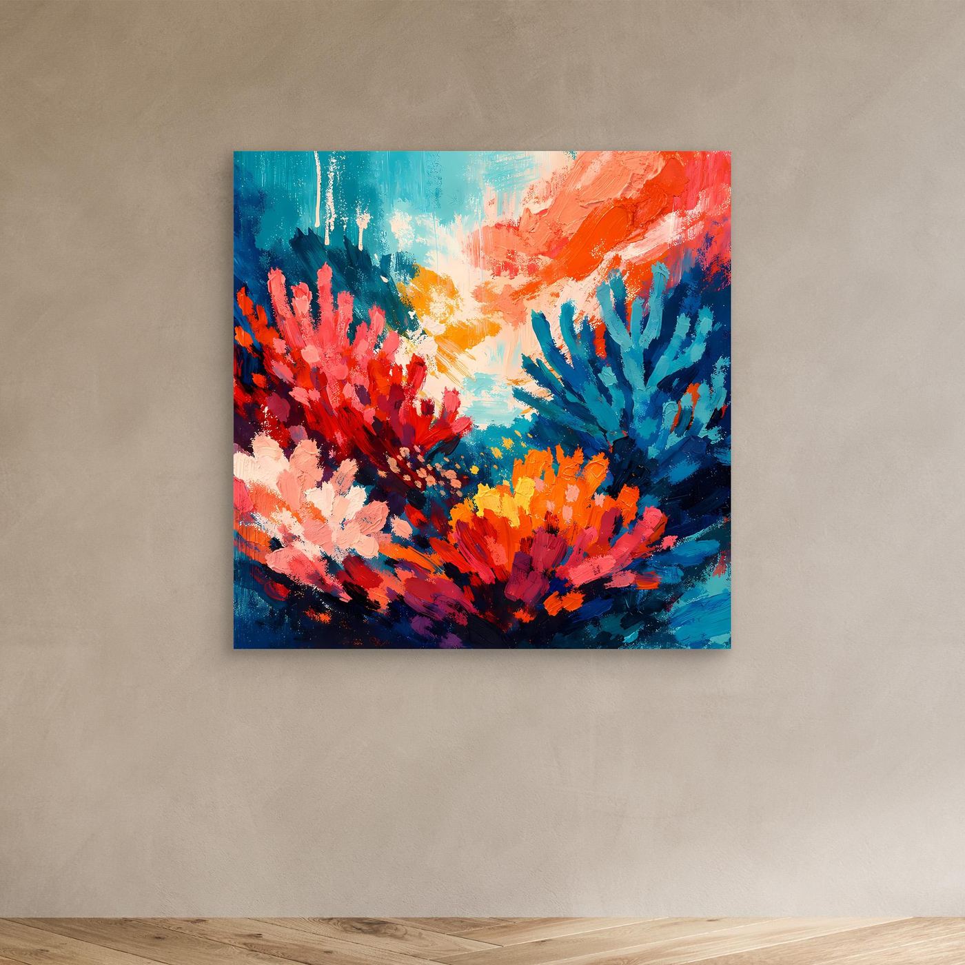 Leinwand Abstraktes Korallenriff im Farbenrausch | Modernes Unterwasser Wandbild