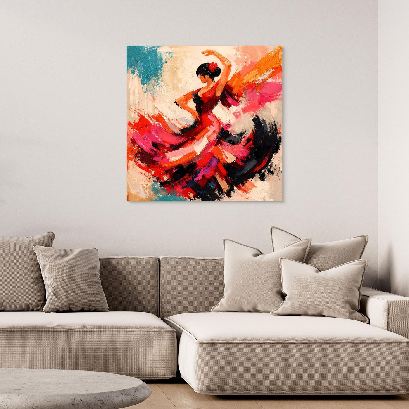 Premium Leinwand Flamenco Tänzerin Abstrakt | Modernes Kunst Poster Spanische Wanddeko