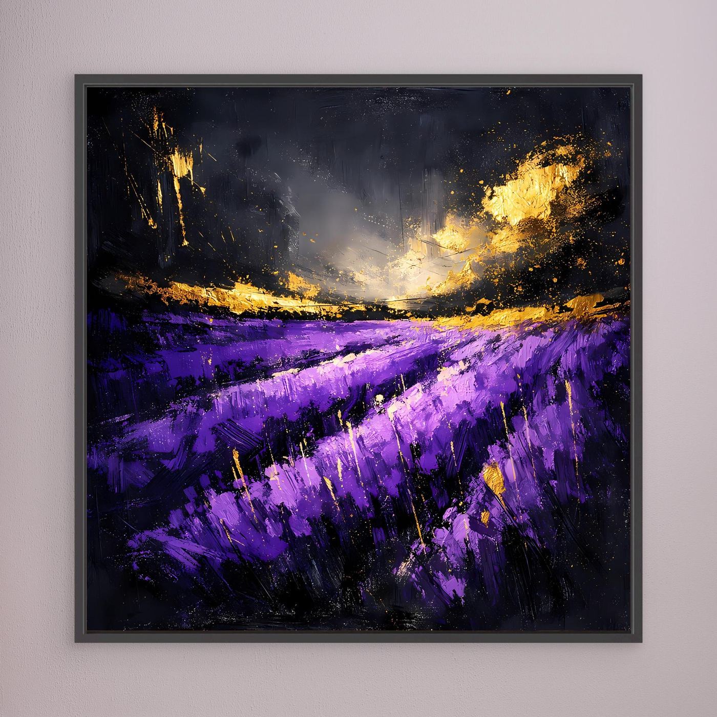 Leinwand Abstraktes Lavendelfeld im Abendlicht | Modernes Natur Wandbild