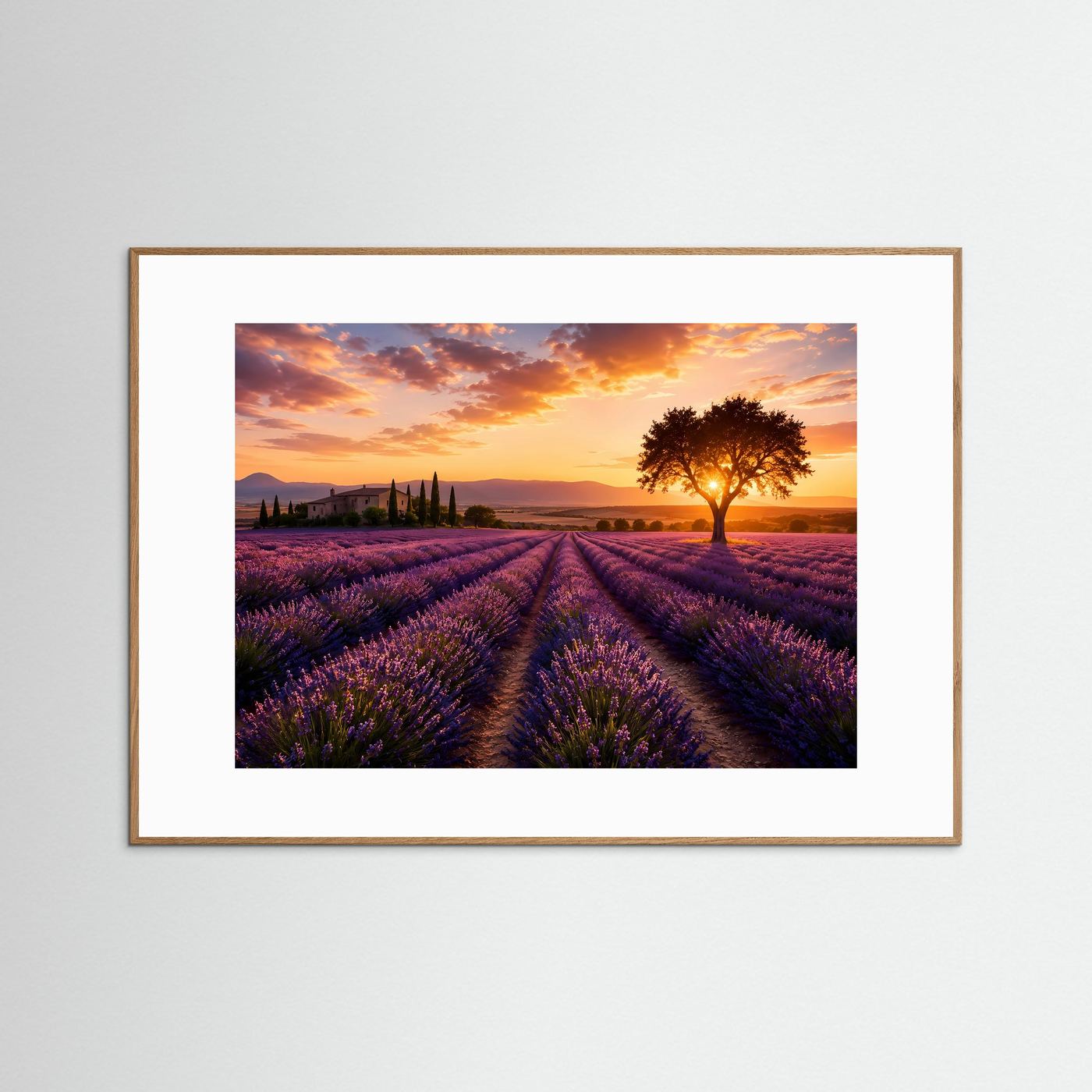 Lavendelzauber in der Provence | Romantisches Sonnenuntergang Poster im Querformat