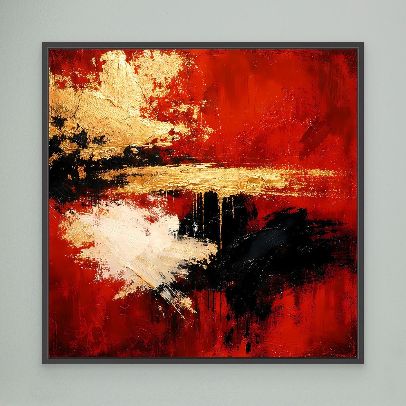 Leinwand Abstraktes Farbspiel in Rot und Gold | Modernes Progressives Wandbild