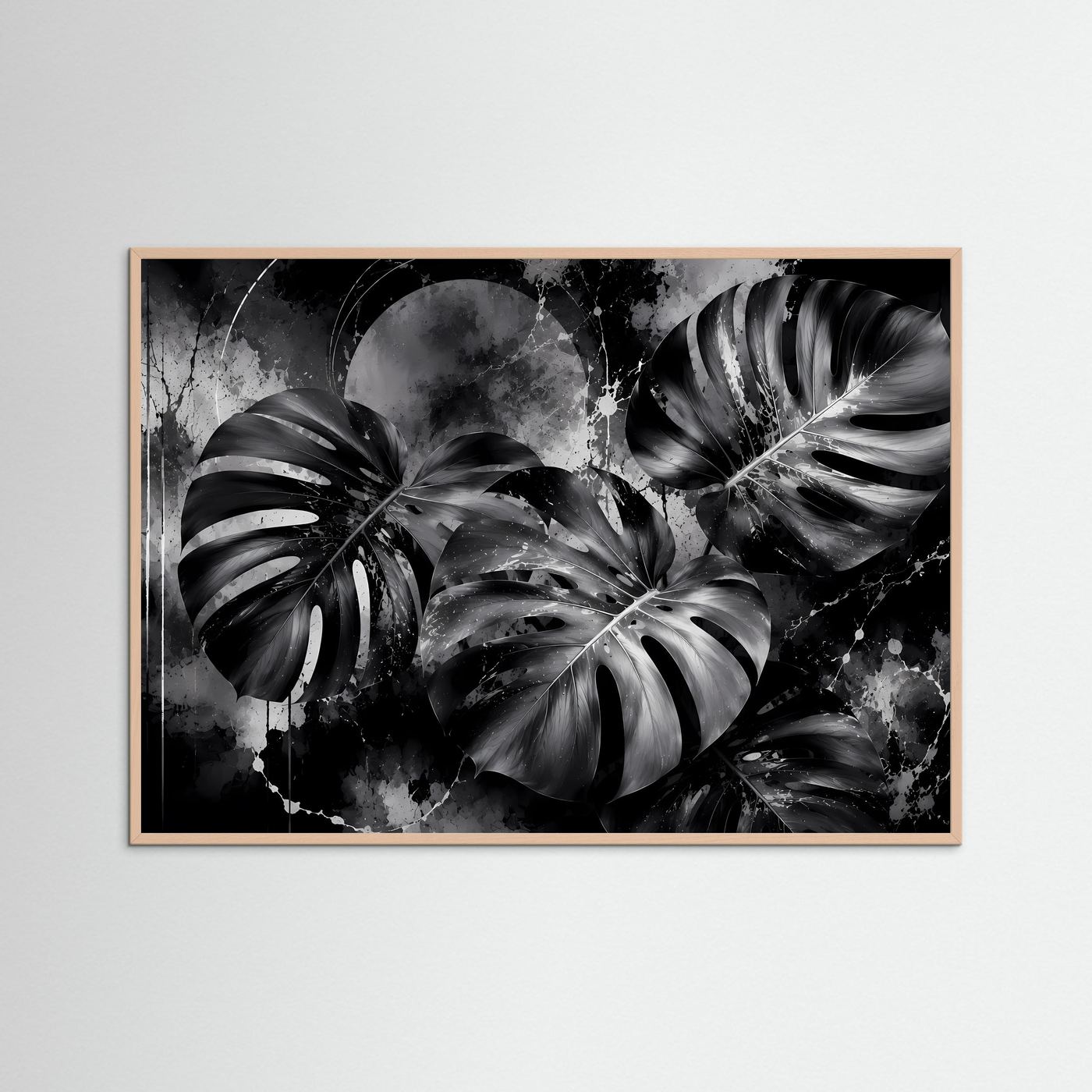 Monstera Schwarz Weiß Wandbild | Moderne Botanische Kunst | Tropische Blätter in Monochrom | Minimalistisches Pflanzen Poster | Elegante Premium Wanddekoration