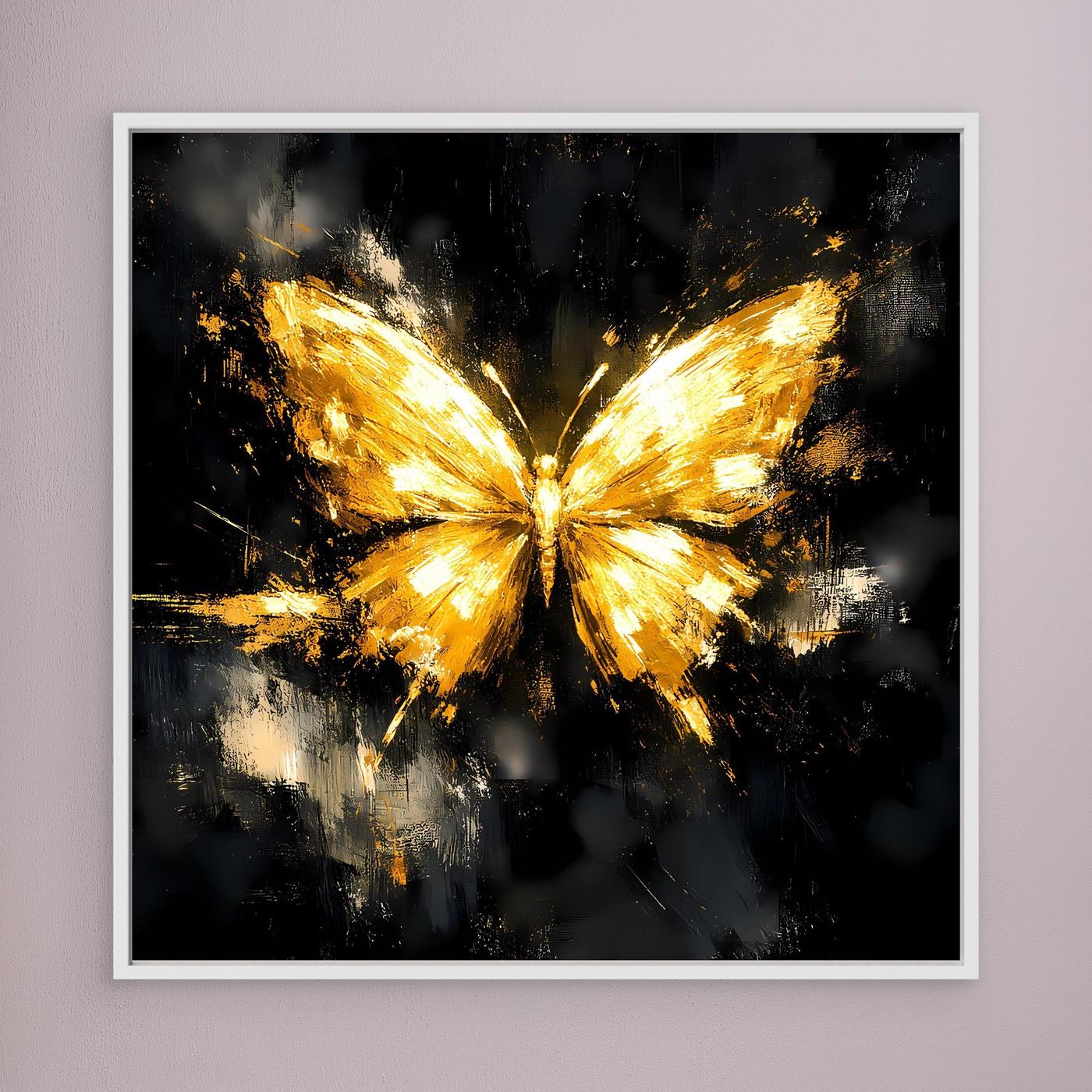 Leinwand Eleganter Goldener Schmetterling | Abstraktes Luxus Wandbild