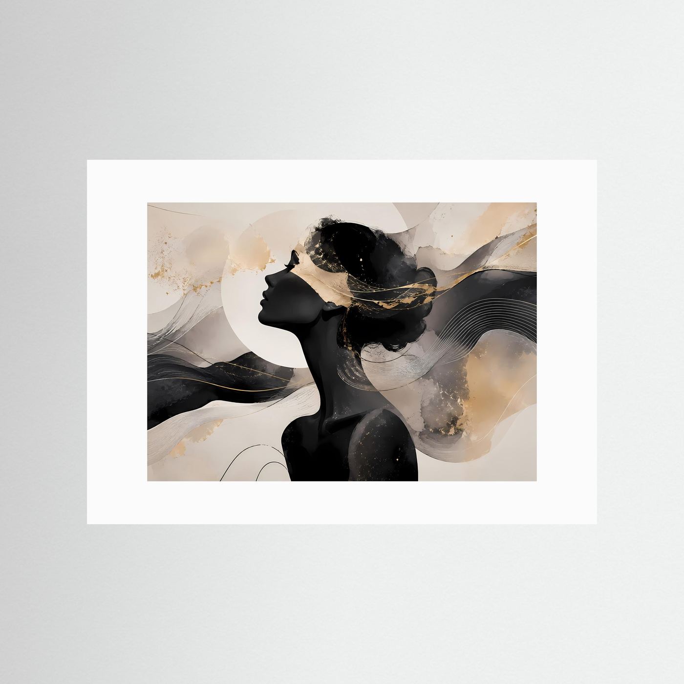 Abstrakte Frauen Silhouette Poster | Schwarz Gold Wandkunst | Minimalistische Line Art | Moderne Eleganz | Luxus Leinwand Wohnzimmer