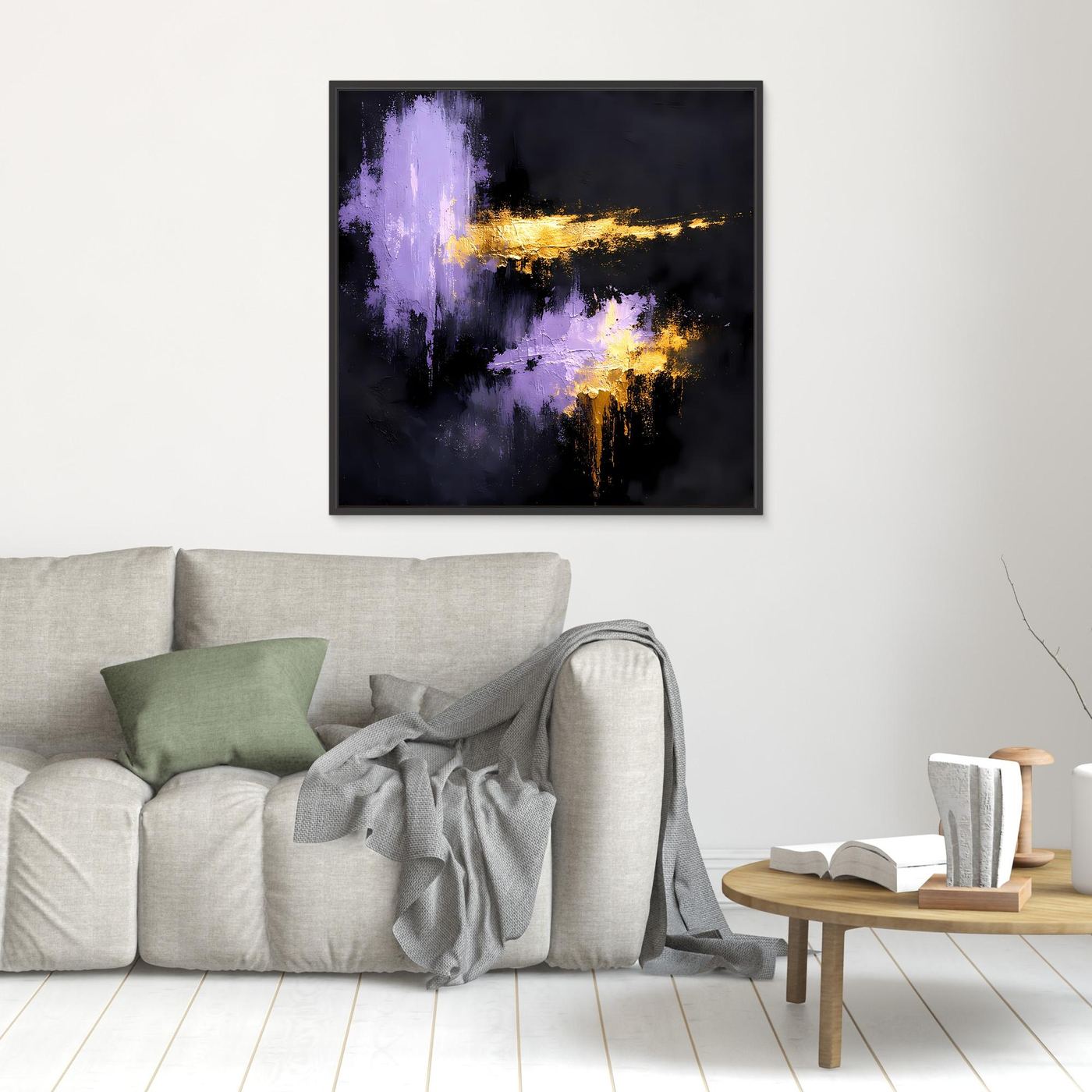 Leinwand Elegante Lila Nuancen und Gold | Modernes Abstraktes Expressionismus Wandbild