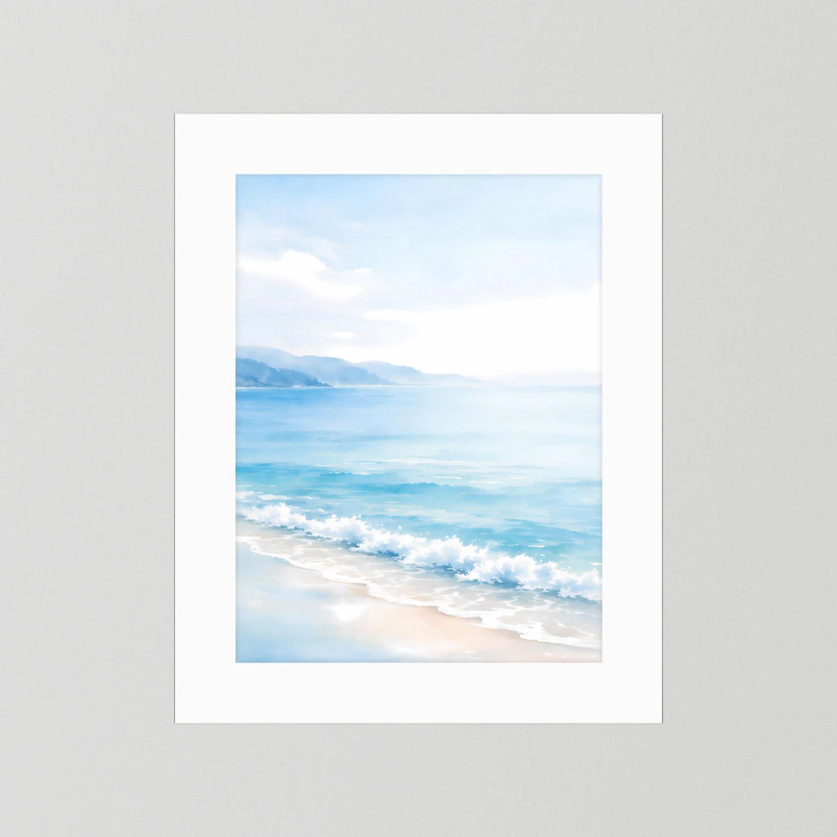 Wandbild mit Küste und Meerblick, vertikal, mit weißem Rand