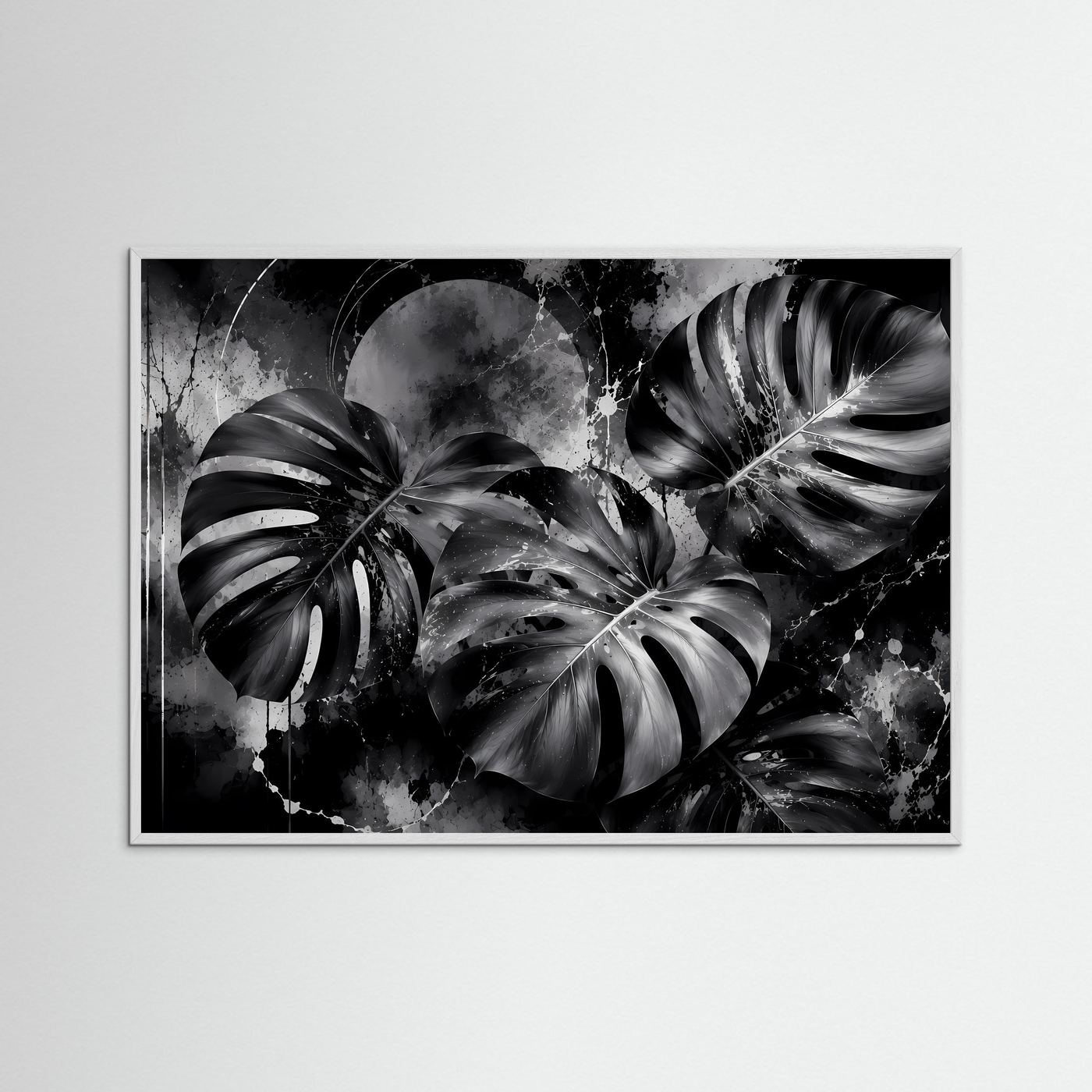 Monstera Schwarz Weiß Wandbild | Moderne Botanische Kunst | Tropische Blätter in Monochrom | Minimalistisches Pflanzen Poster | Elegante Premium Wanddekoration