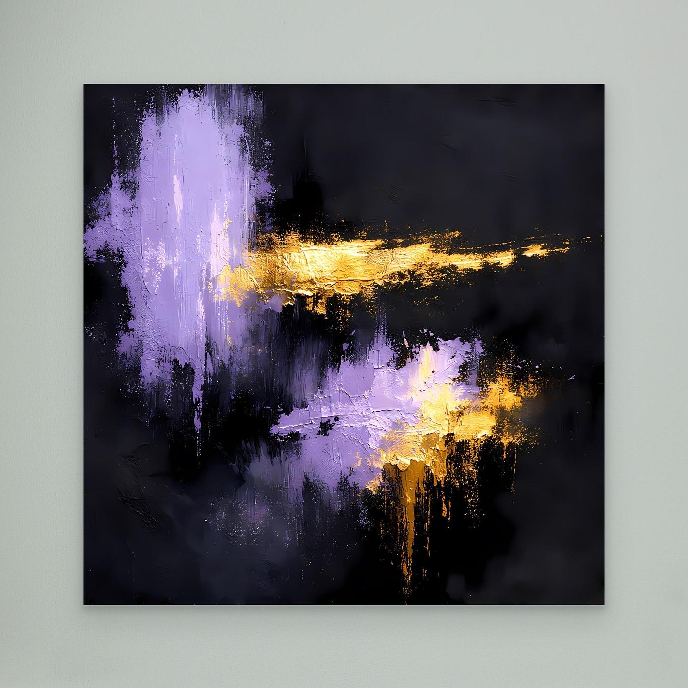 Leinwand Elegante Lila Nuancen und Gold | Modernes Abstraktes Expressionismus Wandbild