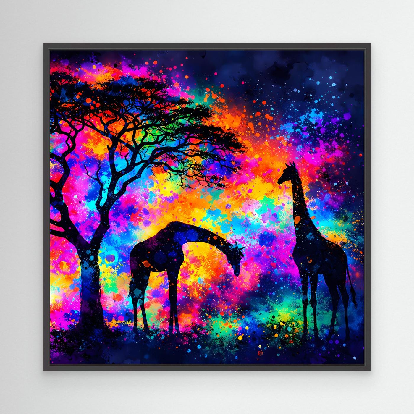 Leinwandbild Magische Afrikanische Savanne | Abstraktes Giraffen Wandbild auf Keilrahmen