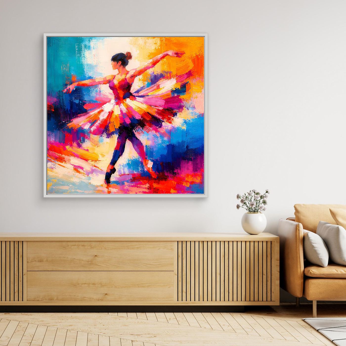 Leinwand Elegante Ballerina beim Tanz | Abstraktes Ballett & Musik Wandbild