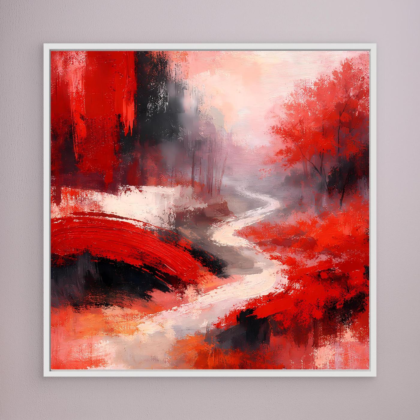 Leinwand Traditionelle Rote Brücke am Fluss | Japanisches Natur Wandbild