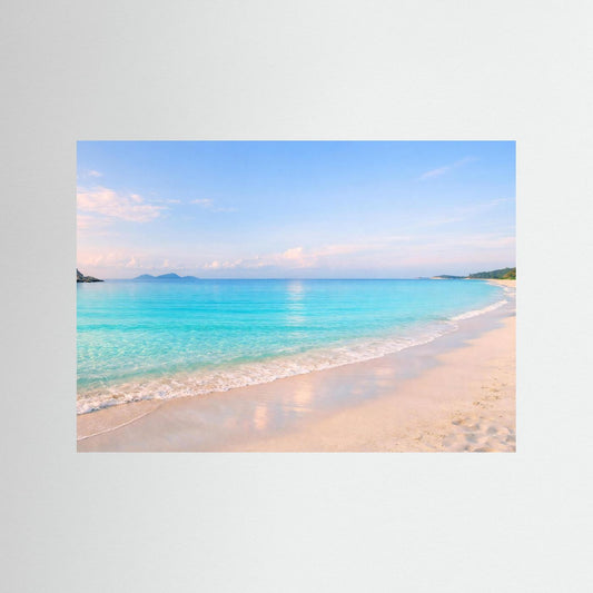 Wandbild: türkisfarbenes Meer und Sandstrand, ohne Rahmen