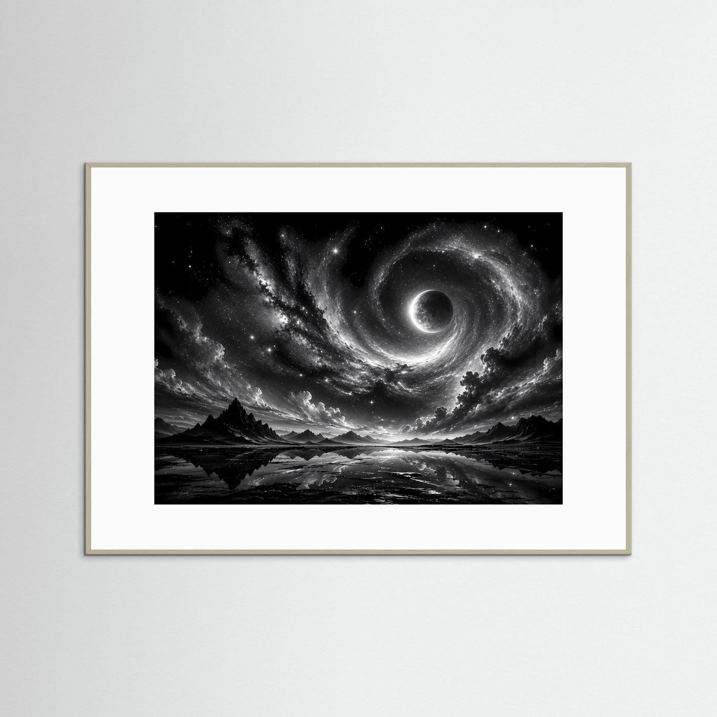 Schwarz Weiß Weltall Poster | Kosmisches Universum Wandbild | Abstrakte Galaxie Modern | Monochrome Wandkunst