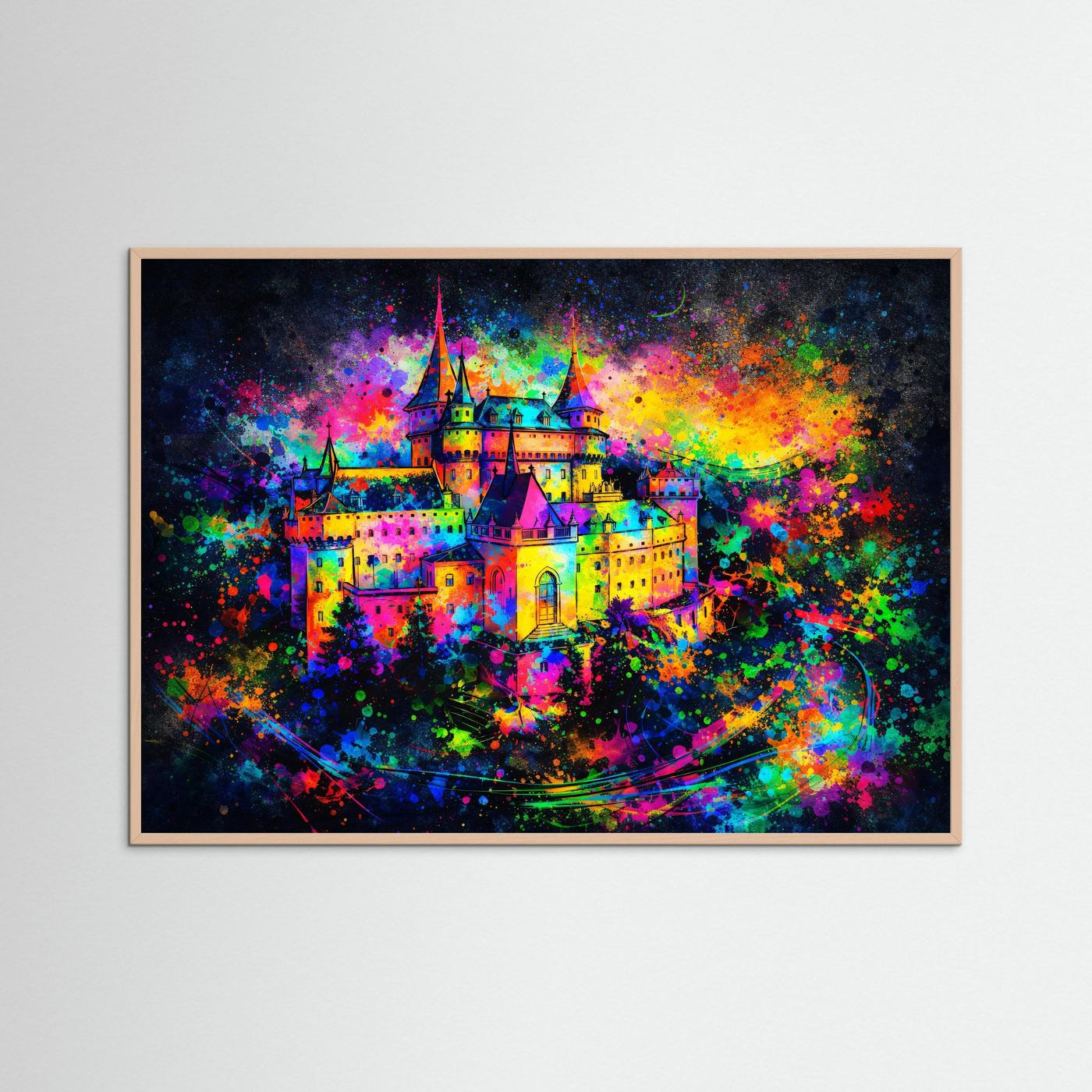 Magisches Märchenschloss | Farbgewaltiges Schloss & Fantasy Poster Querformat