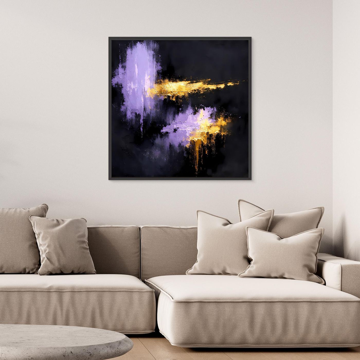 Leinwand Elegante Lila Nuancen und Gold | Modernes Abstraktes Expressionismus Wandbild