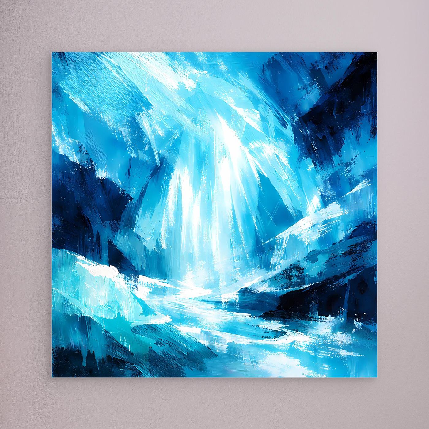 Leinwand Magischer Eiswasserfall | Abstraktes Natur Fantasy Wandbild